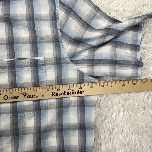 Travis Mathew Short Sleeve Button Down Shirt Plaid/Checkered Blue/White Size L - Picture 7 of 12